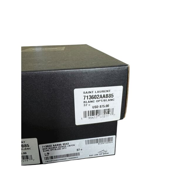 Saint Laurent NIB SL/61 Lace-Up Leather Sneakers in White Size 37.5 - Picture 16 of 16